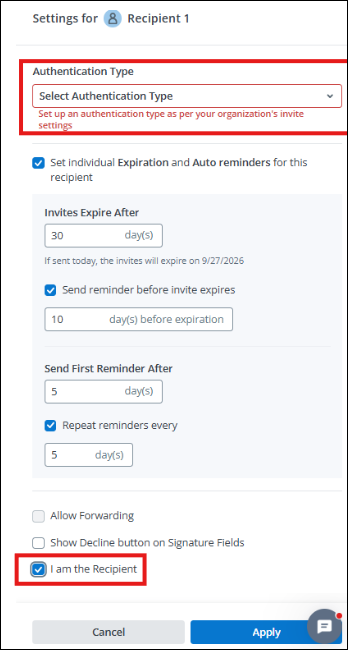 Settings for Authentication